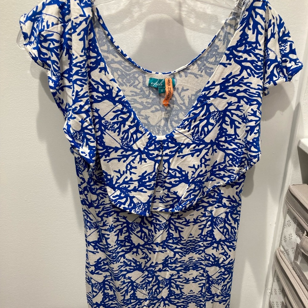 Vfish stretchy coral print ruffle dress